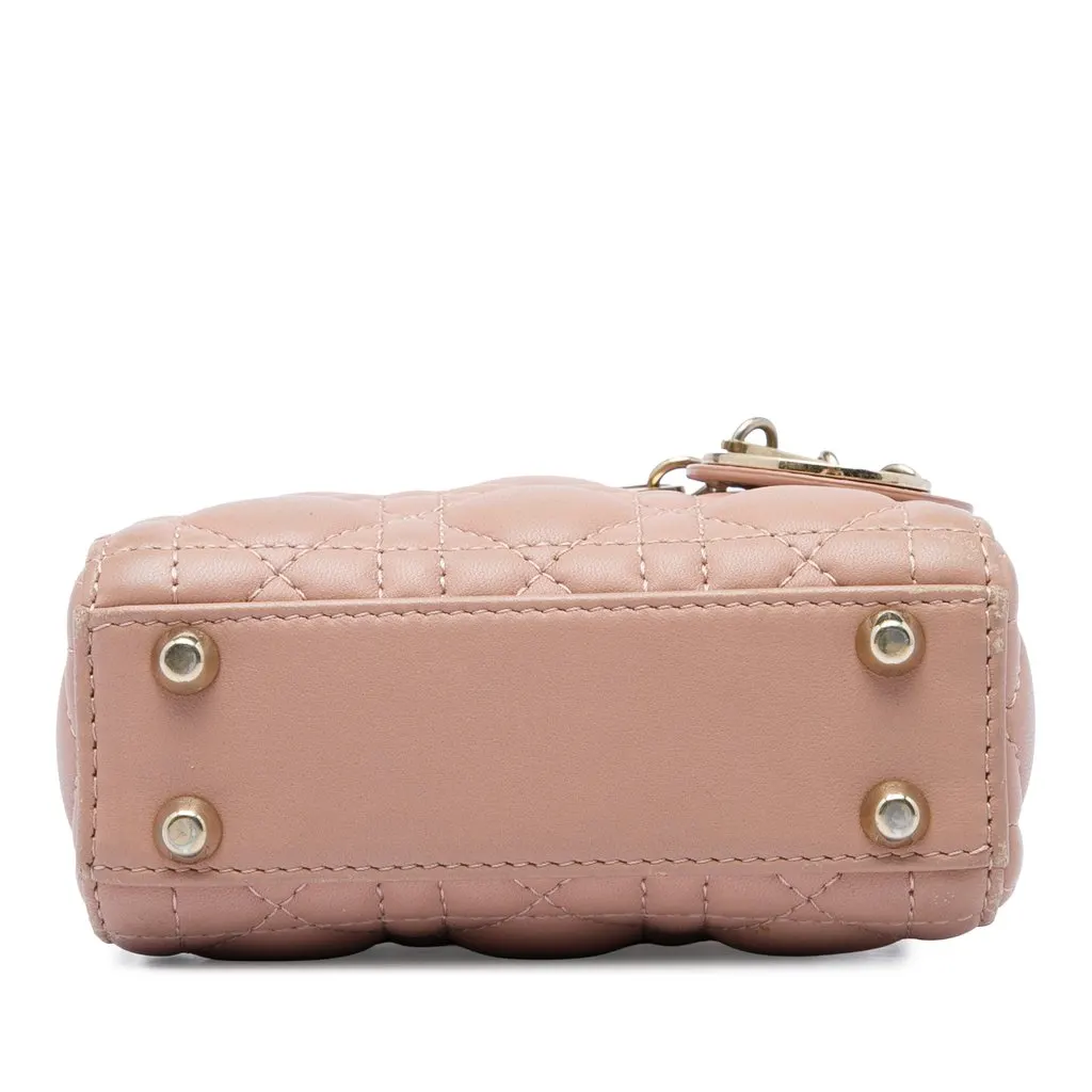 Dior Micro Lambskin Cannage Lady Dior Brown Leather Very good - Inside View