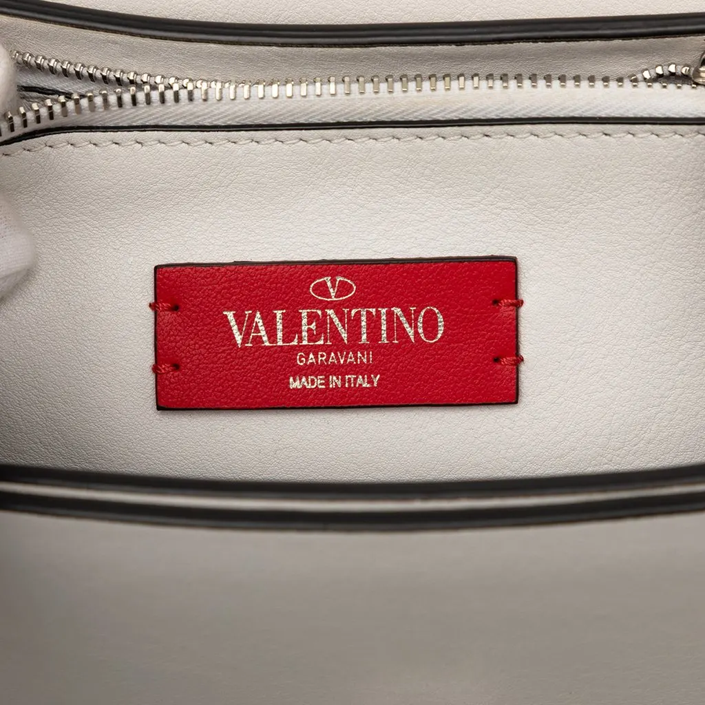 Valentino Leather Rockstud Flip Lock Crossbody Silver Leather Very good - Box View