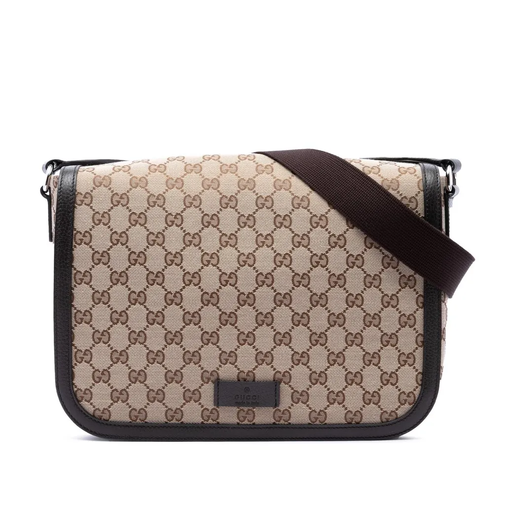 Gucci GG Canvas Flap Crossbody Beige Canvas Very good - Front View
