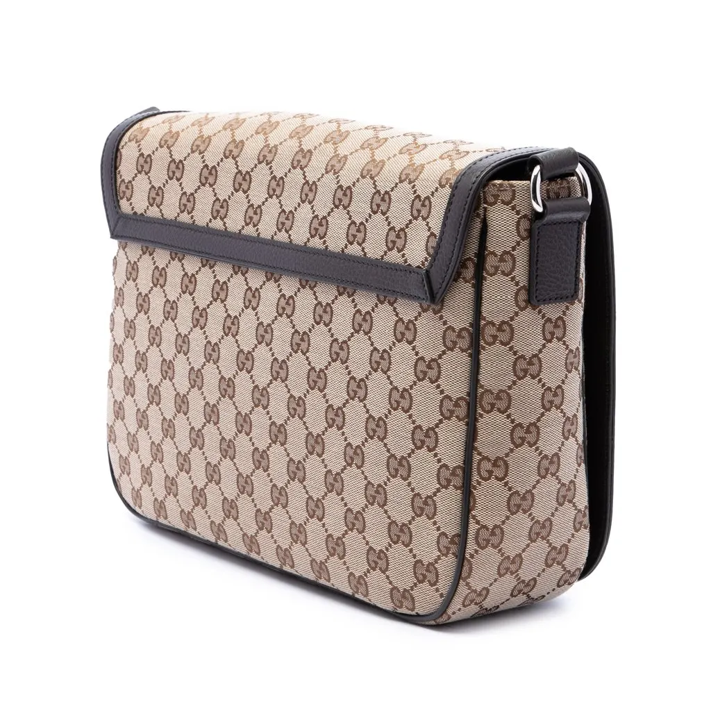 Gucci GG Canvas Flap Crossbody Beige Canvas Very good - Back View