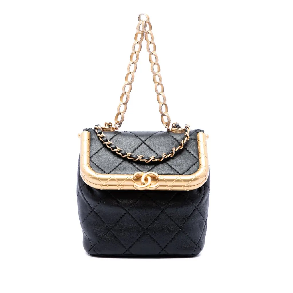 Chanel Micro Quilted Lambskin My Crush Bag Black Leather Very good - Front View