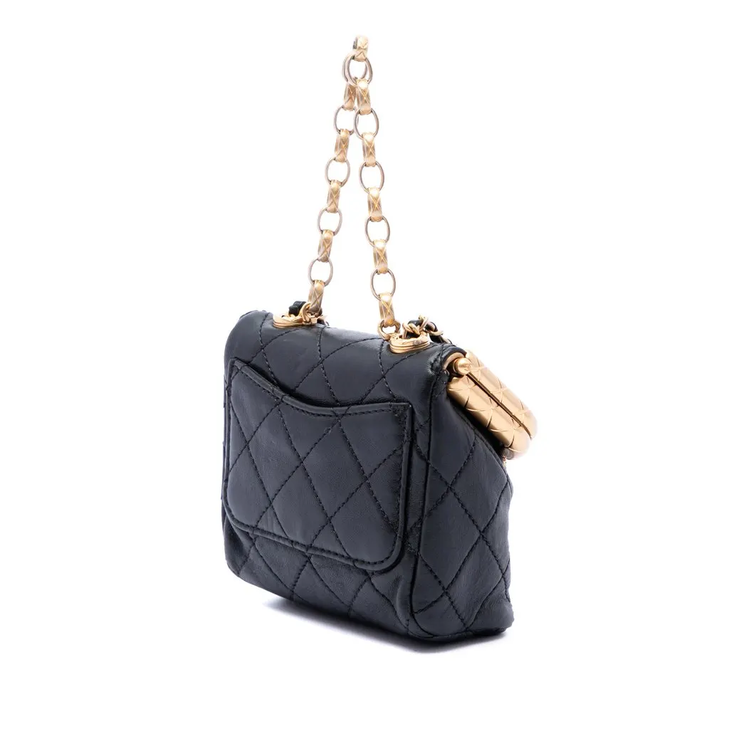 Chanel Micro Quilted Lambskin My Crush Bag Black Leather Very good - Back View