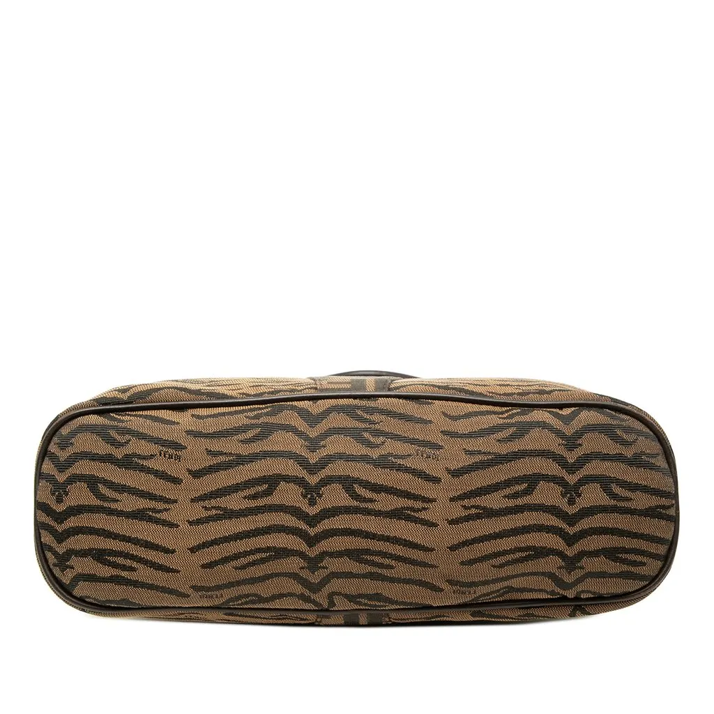 Fendi Zucca Zebra Print Canvas Diavolo Trapezio Tote Brown Canvas Good - Inside View