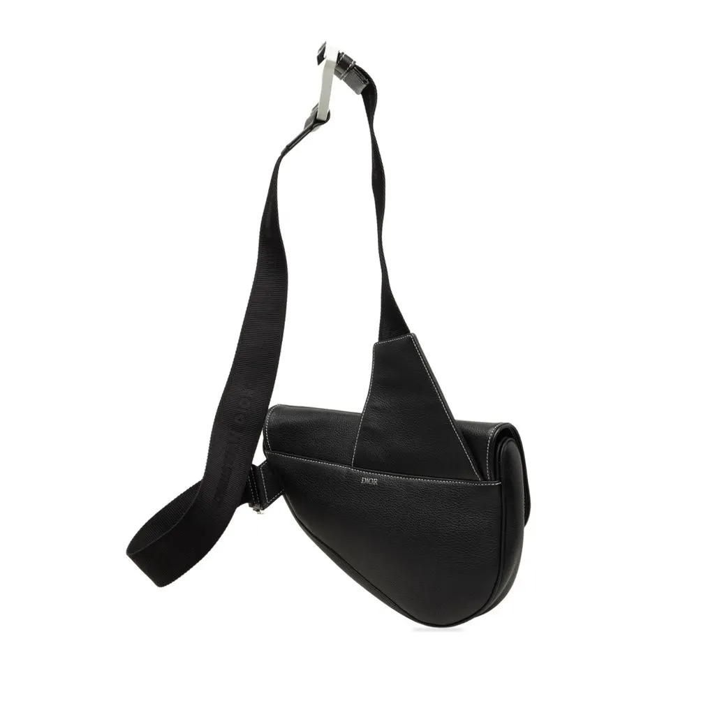 Dior Grained Calfskin Saddle Crossbody Black Leather Very good - Back View