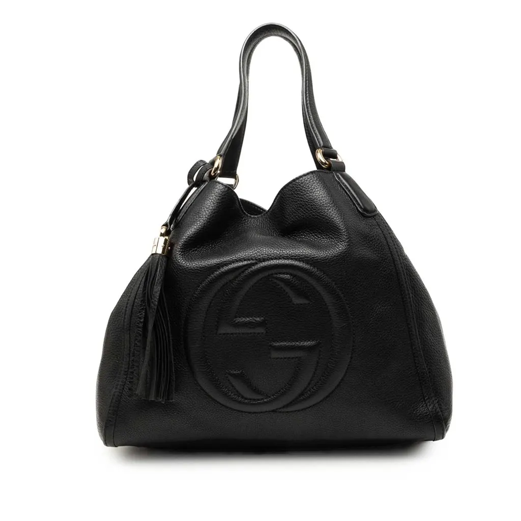 Gucci Medium Leather Soho Cellarius Tote Black Leather Very good - Front View