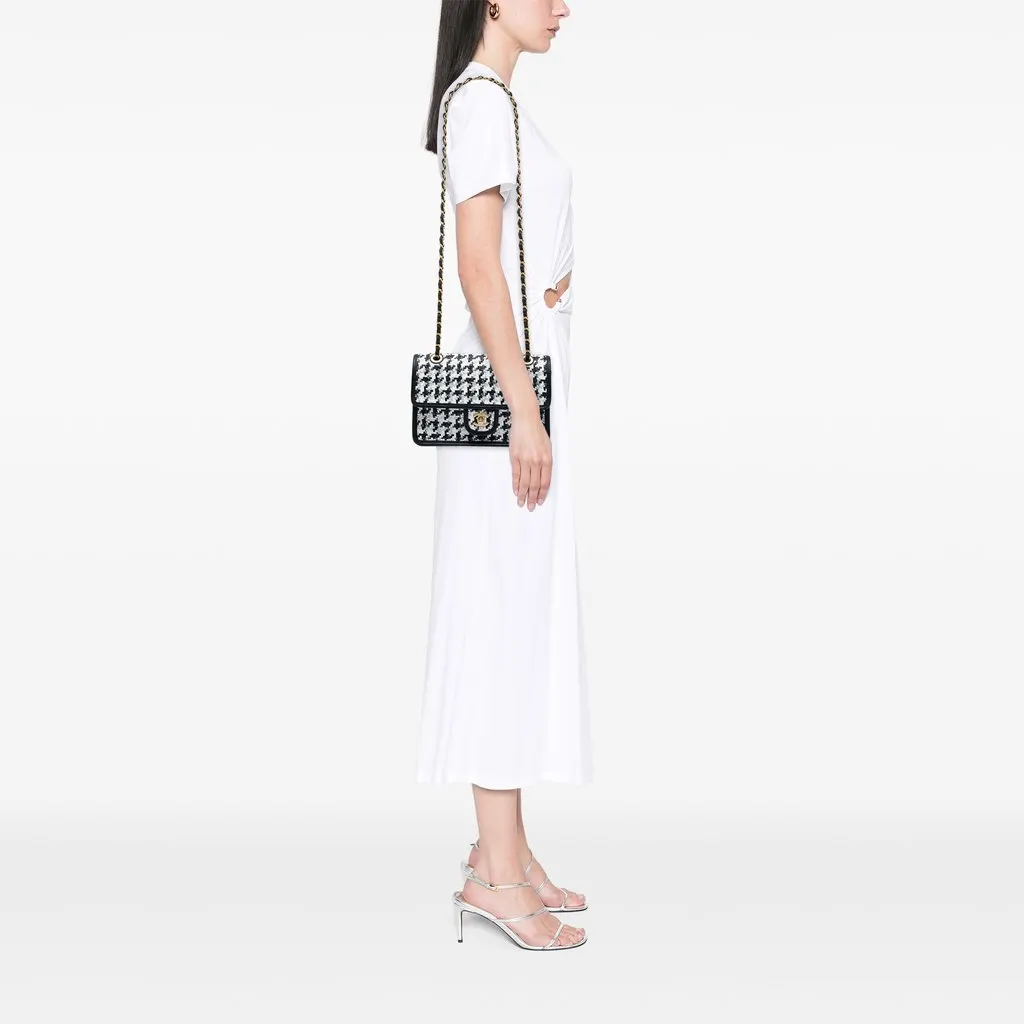 Chanel CC Woven Lambskin and Viscose Houndstooth Single Flap White Leather Very good - Box View