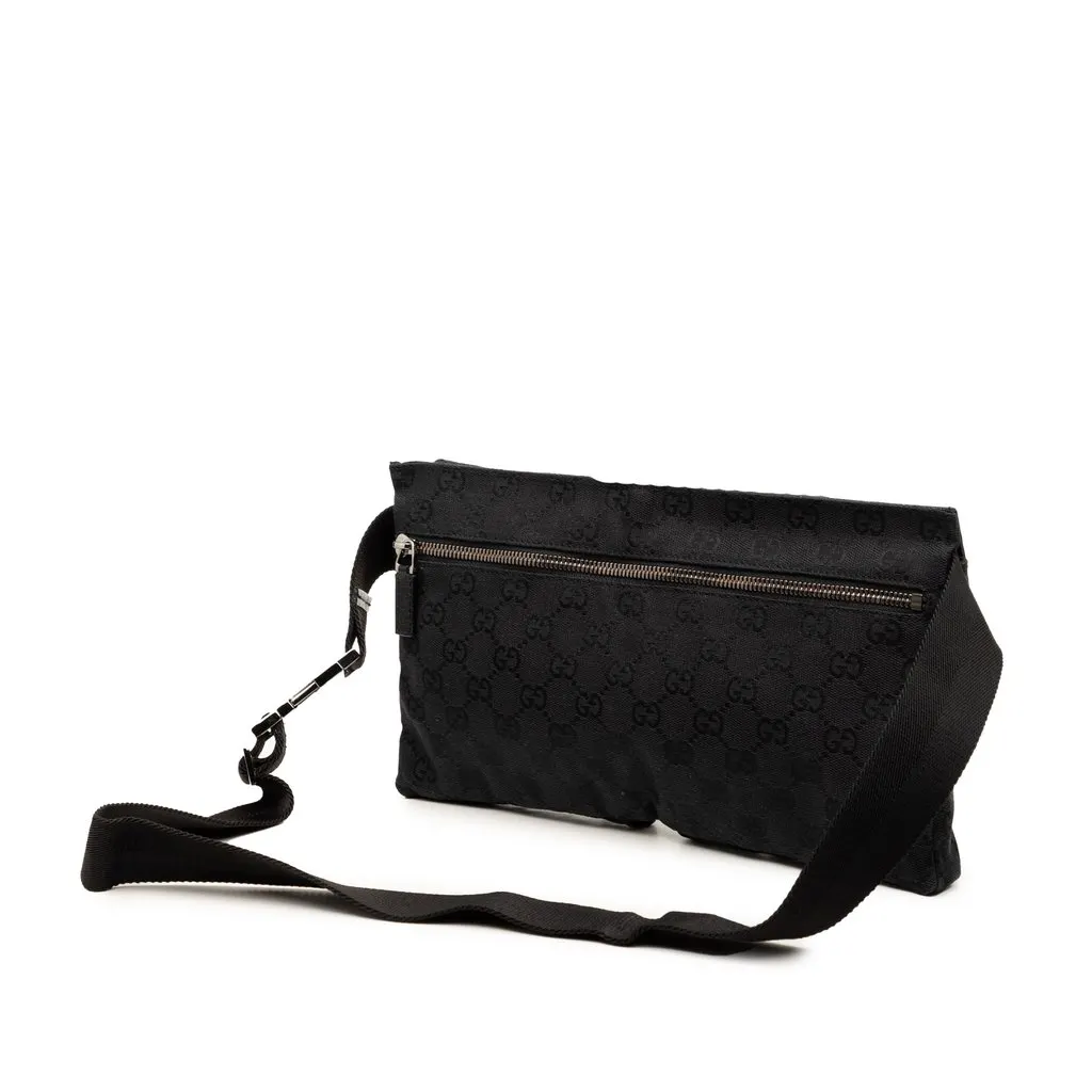 Gucci GG Canvas Double Pocket Belt Bag Black Very good - Back View