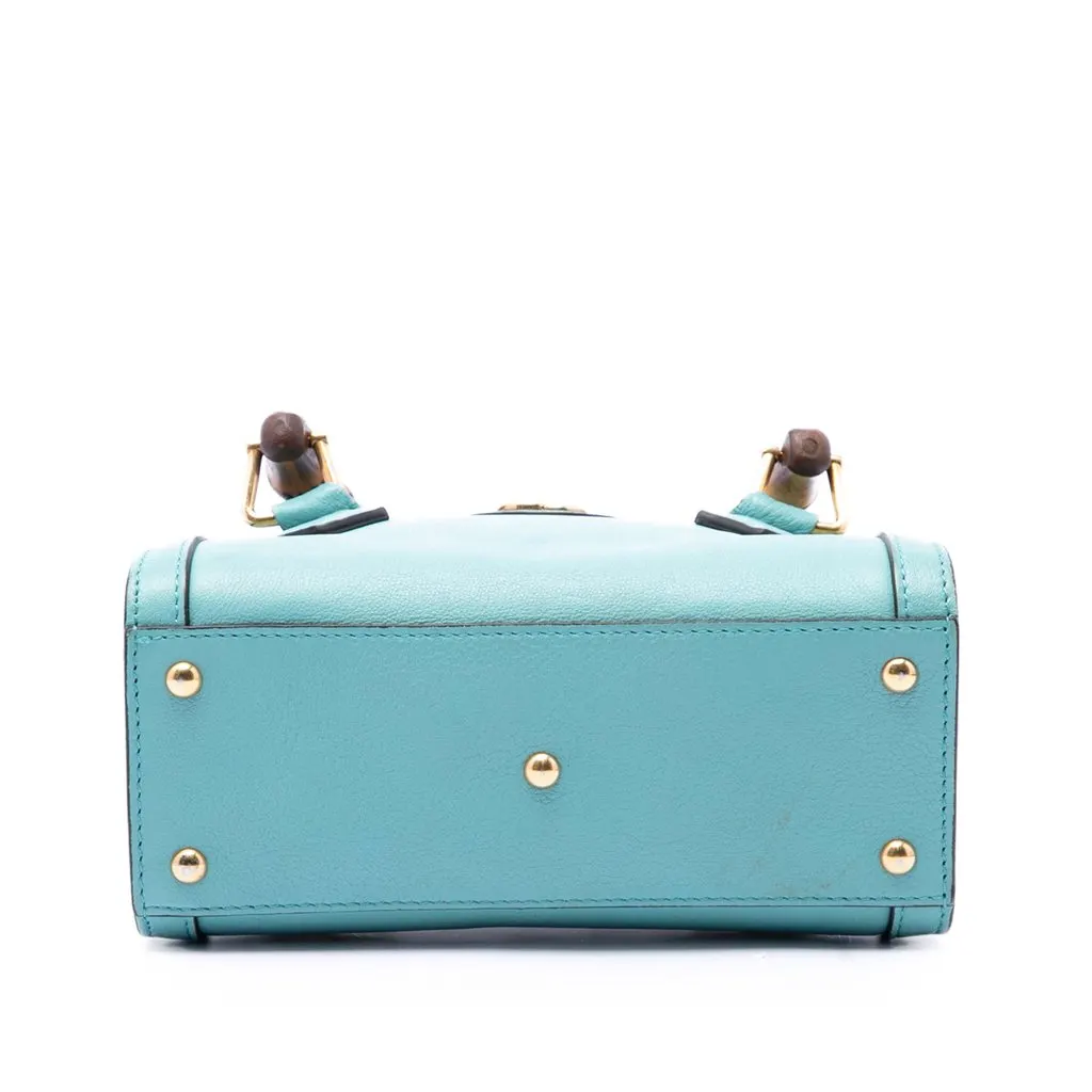 Gucci Mini Calfskin Bamboo Diana Satchel Blue Leather Very good - Inside View