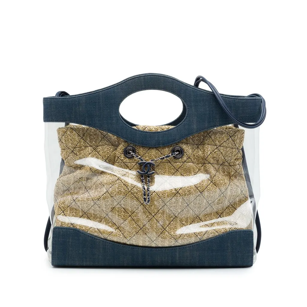 Chanel PVC and Denim 31 Shopping Tote Blue Plastic Very good - Front View