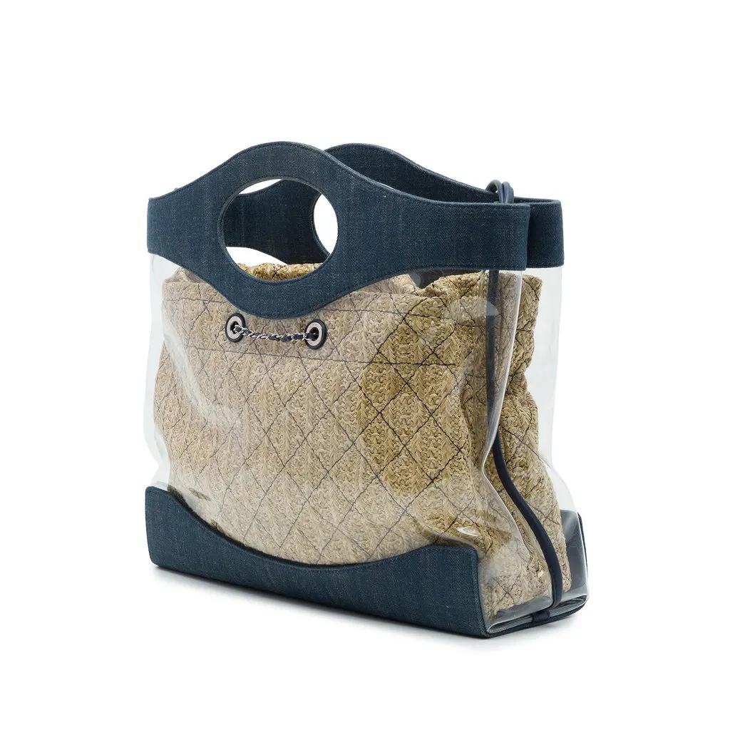 Chanel PVC and Denim 31 Shopping Tote Blue Plastic Very good - Back View
