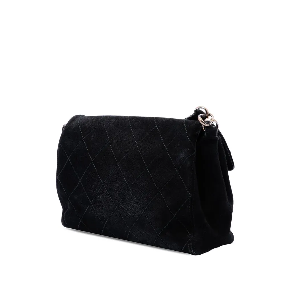 Chanel CC Quilted Suede Wild Stitch Flap Black Leather Very good - Back View