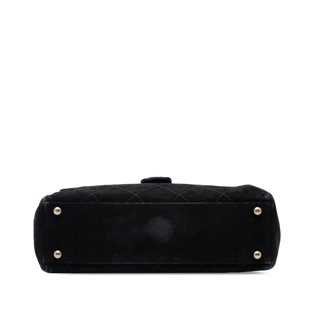 Chanel CC Quilted Suede Wild Stitch Flap Black Leather Very good - Inside View