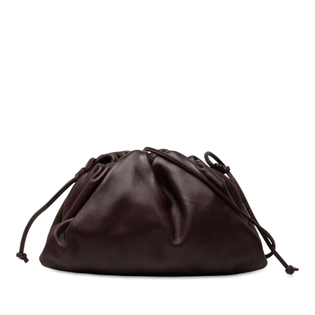 Bottega Veneta Lambskin The Mini Pouch Crossbody Purple Leather Very good - Front View
