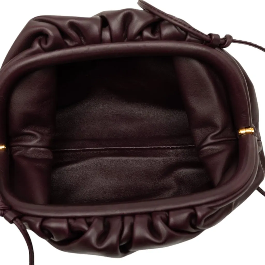 Bottega Veneta Lambskin The Mini Pouch Crossbody Purple Leather Very good - Model View