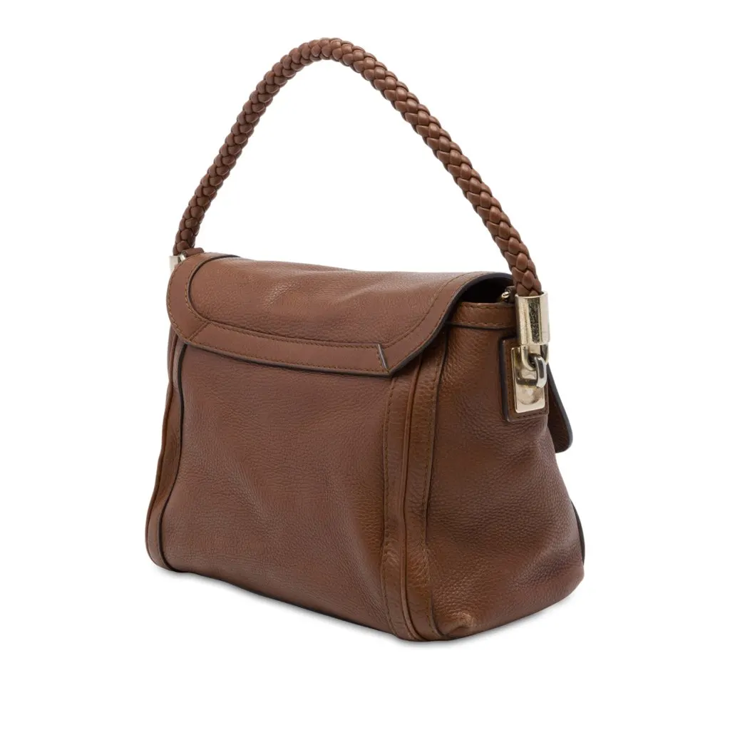 Gucci Calfskin Bella Flap Satchel Brown Leather Very good - Back View