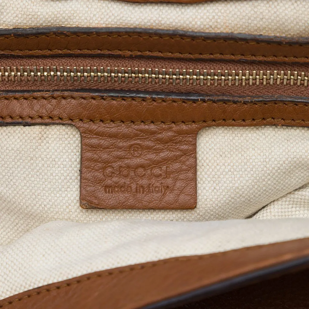 Gucci Calfskin Bella Flap Satchel Brown Leather Very good - Box View