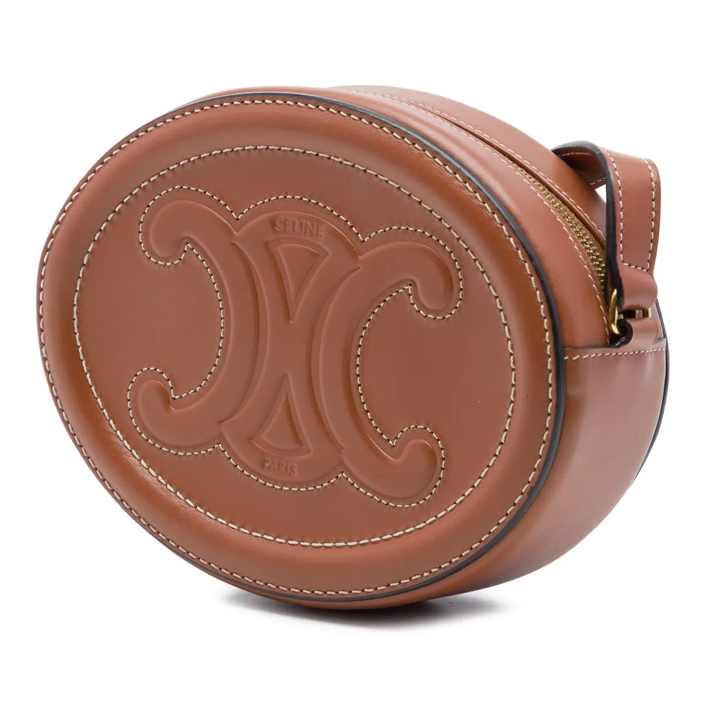 Celine Small Calfskin Cuir Triomphe Oval Crossbody Brown Leather Very good - Back View
