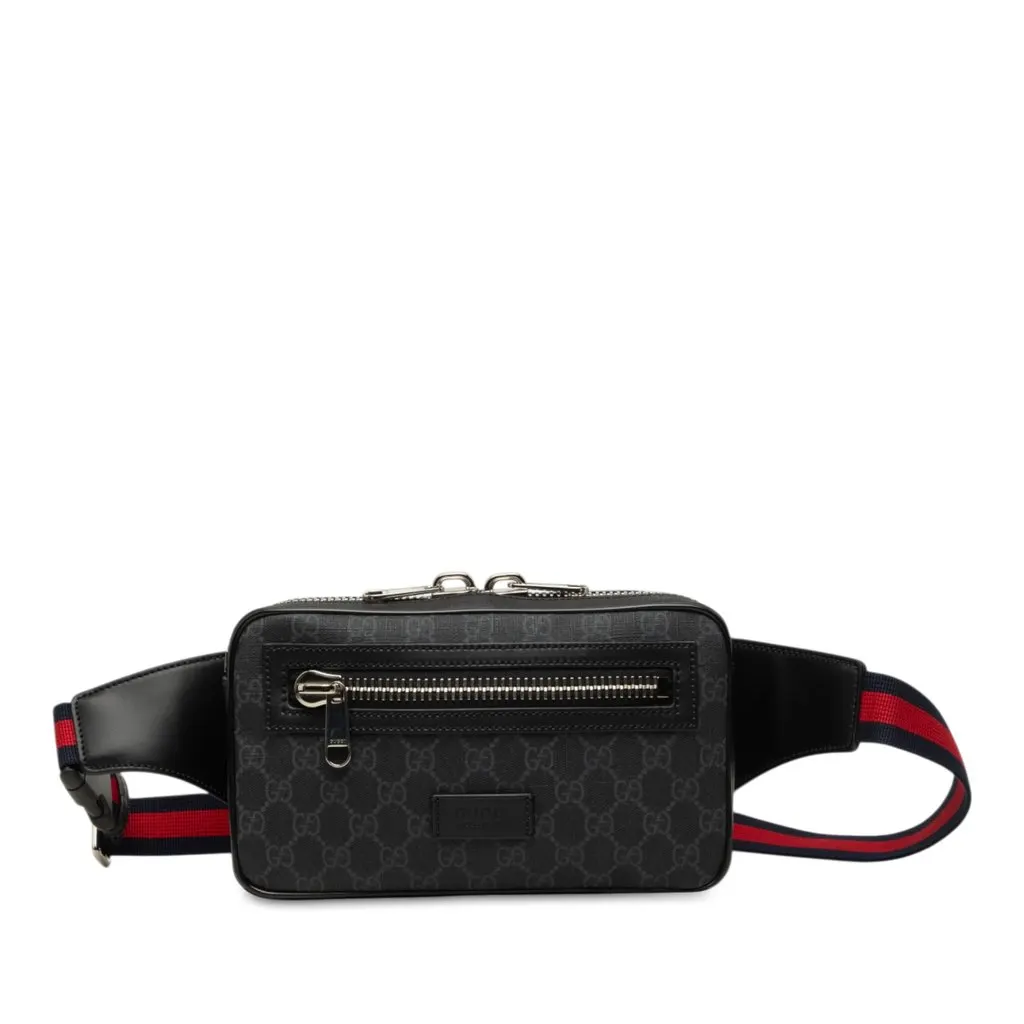 Gucci GG Supreme Web Belt Bag Black Very good - Front View