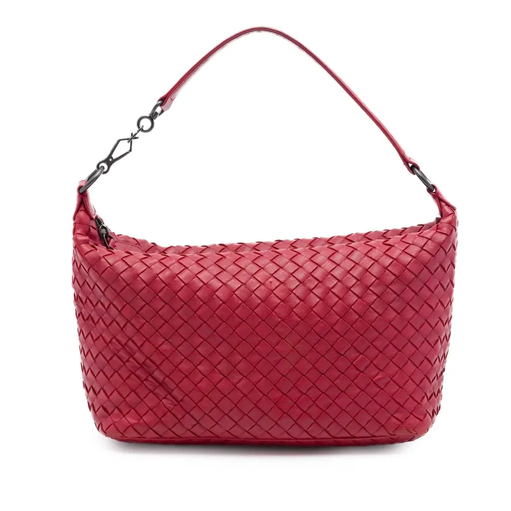 Bottega Veneta Nappa Intrecciato Shoulder Bag Red Leather Very good - Front View