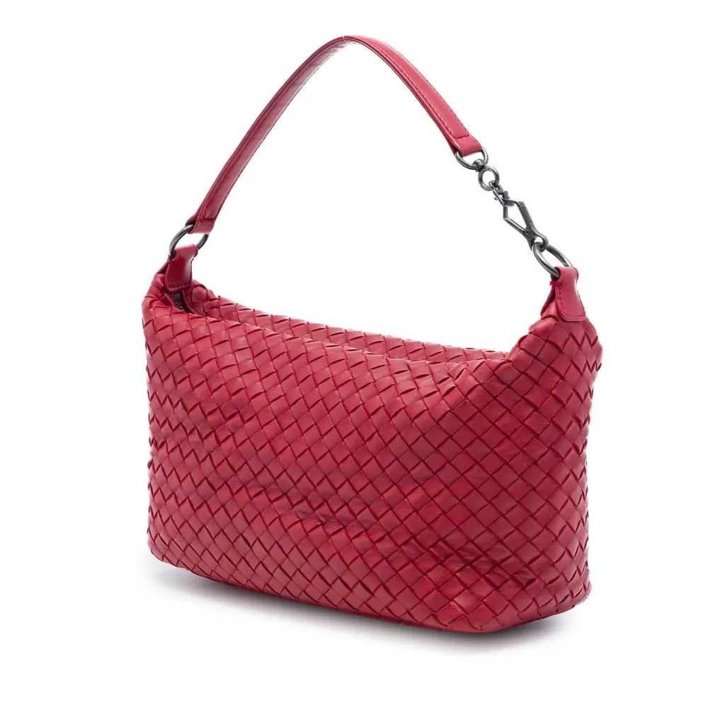 Bottega Veneta Nappa Intrecciato Shoulder Bag Red Leather Very good - Back View