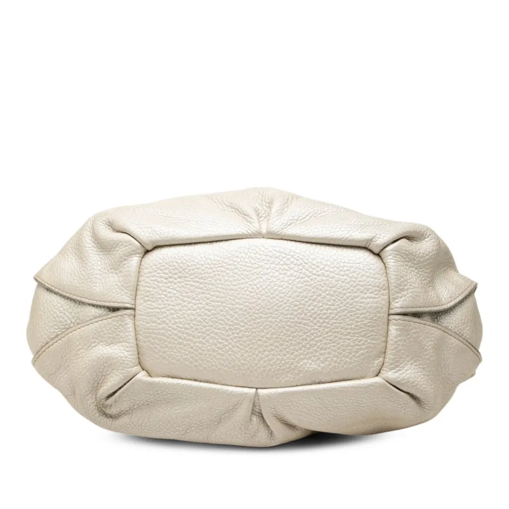 Celine Metallic Grained Calfskin Bittersweet Hobo White Leather Good - Inside View