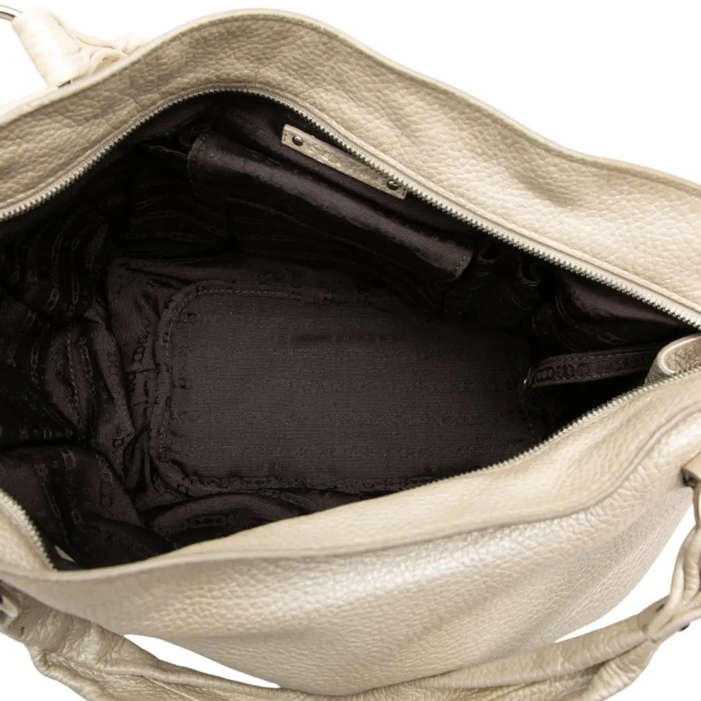 Celine Metallic Grained Calfskin Bittersweet Hobo White Leather Good - Model View