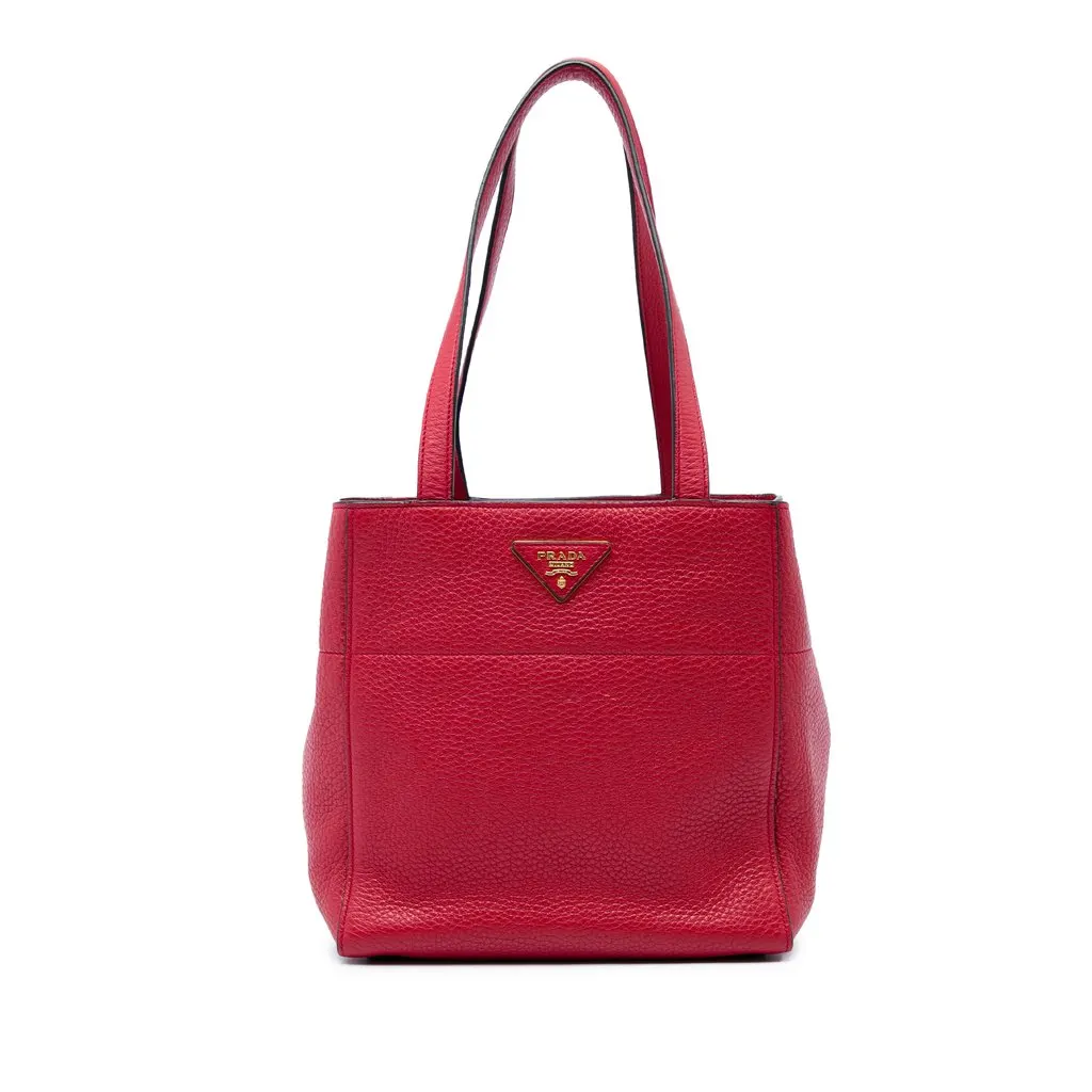 Prada Vitello Daino Tote Red Leather Very good - Front View
