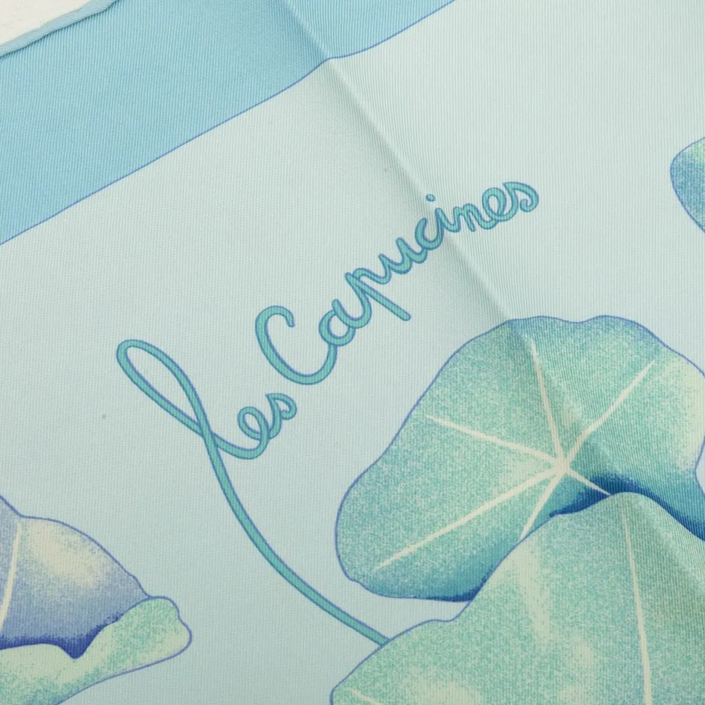 Hermès Les Capucines Silk Scarf 90 Blue Silk Very good - Inside View