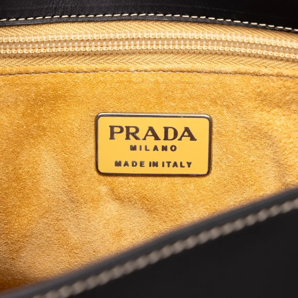 Prada Calfskin Buckle Messenger Bag Black Leather Very good - Box View