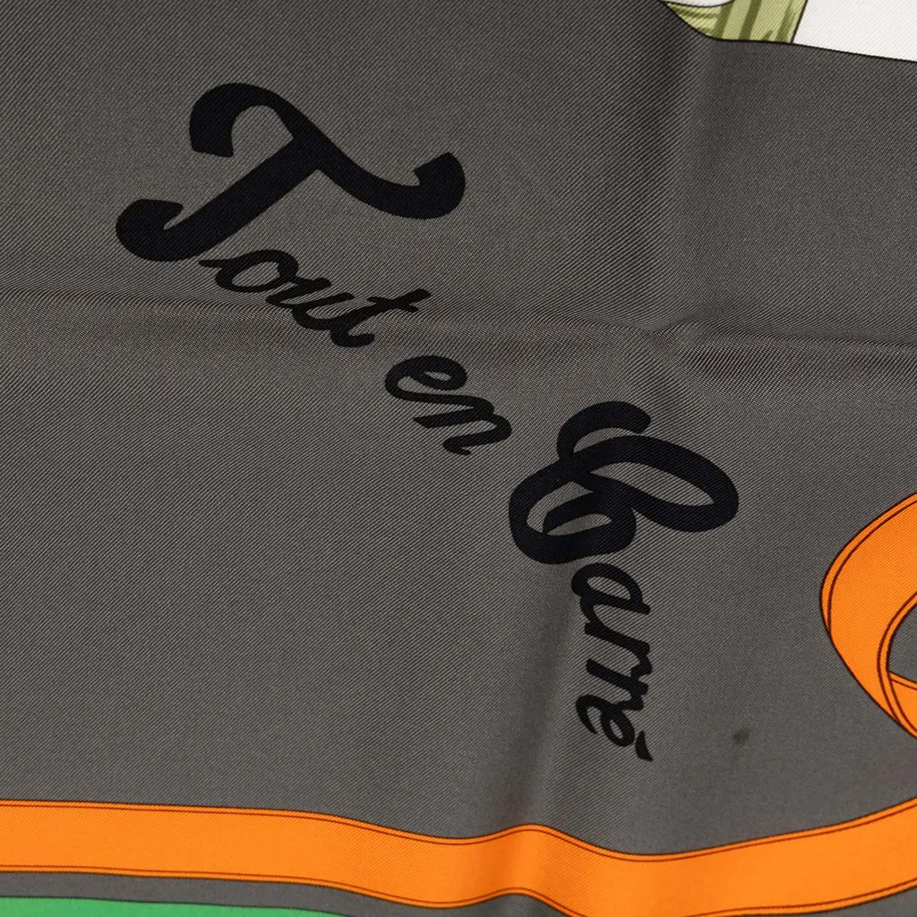 Hermès Tout en Carre Silk Scarf 90 Grey Silk Good - Box View