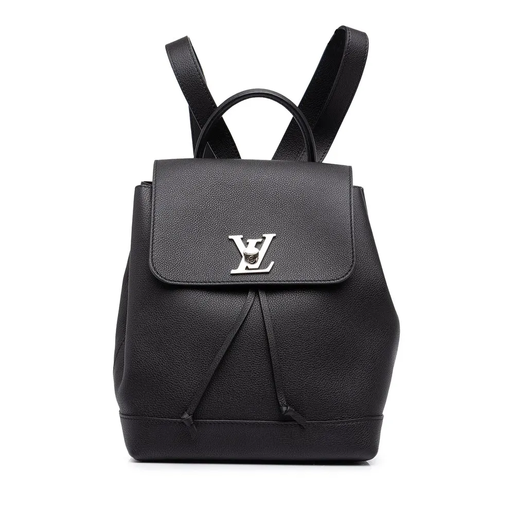 Louis Vuitton Taurillon Lockme Backpack Black Leather Good - Front View