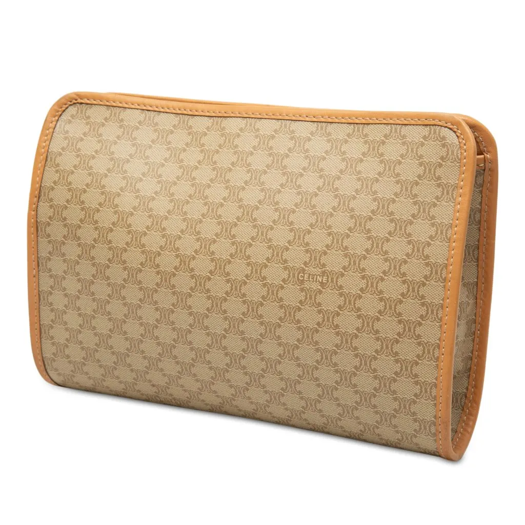 Celine Macadam Coated Canvas Clutch Beige Canvas Very good - Back View