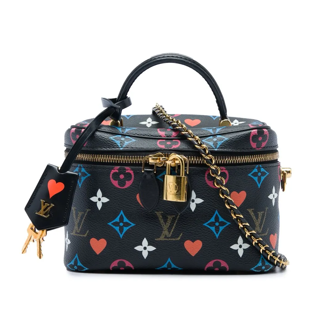 Louis Vuitton Monogram Game On Vanity Case PM Black Very good - Front View
