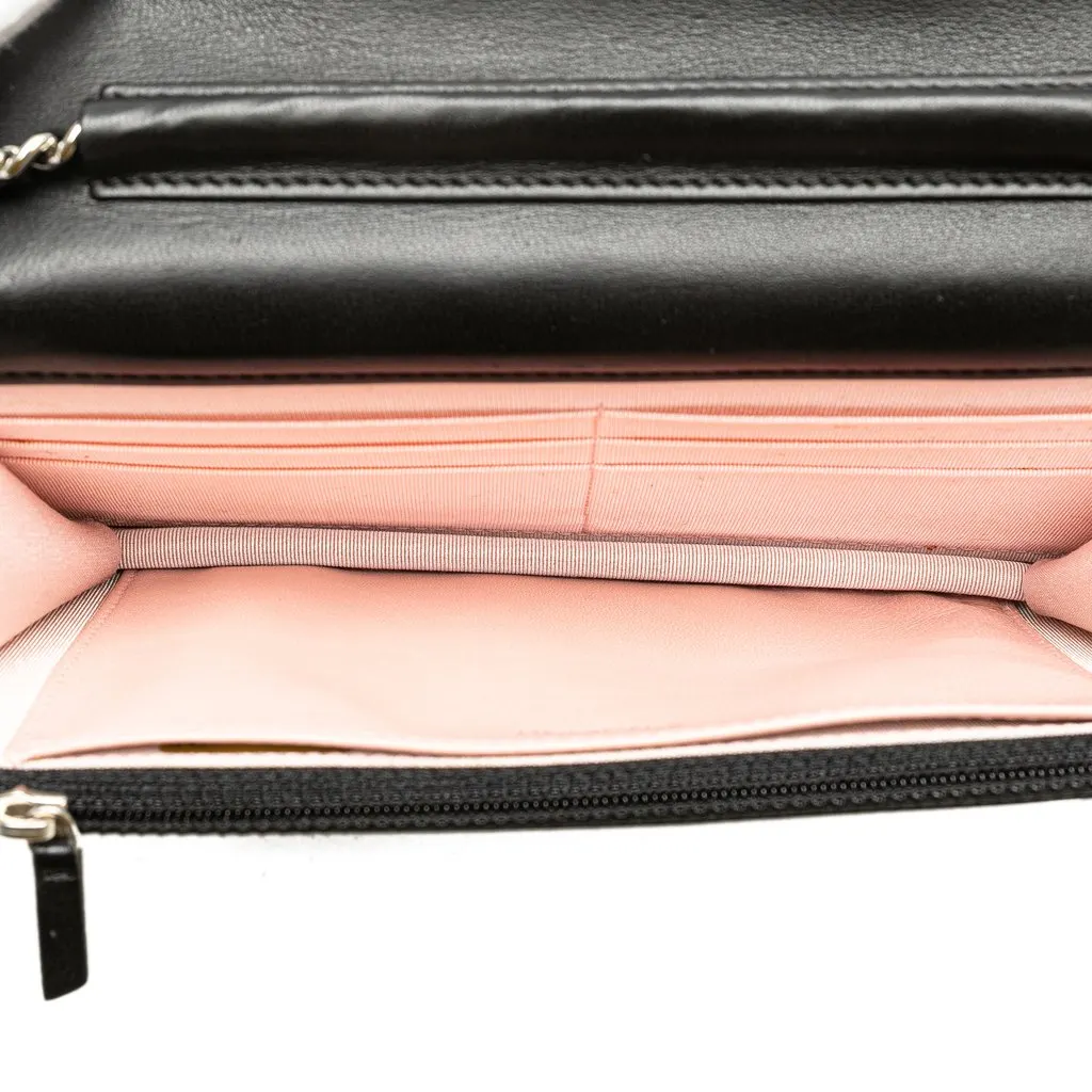 Chanel CC Microquilted Lambskin Wallet On Chain Black Leather Very good - Model View