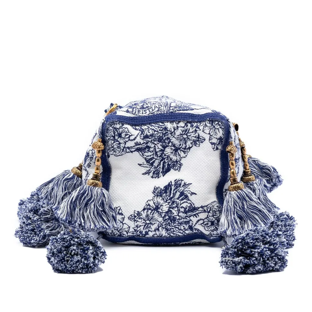 Dior Canvas Embroidered Reve d Infini D Bubble Bucket Bag Blue Good - Inside View