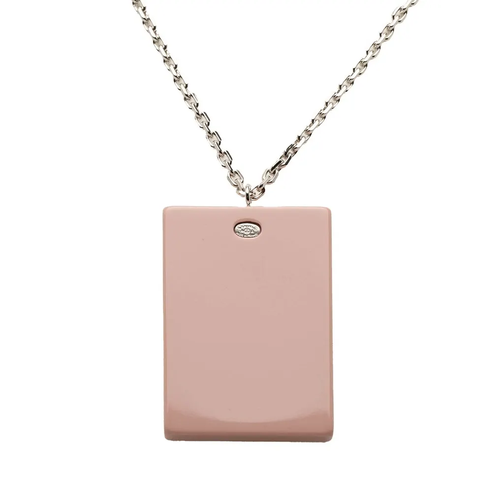 Chanel CC Brass Strass and Acrylic Plate Pendant Necklace Silver Brass Very good - Inside View