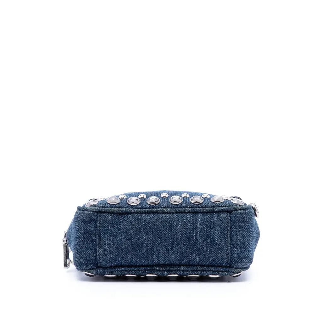 Prada Mini Denim Borchie Bijoux Camera Bag Blue Very good - Inside View