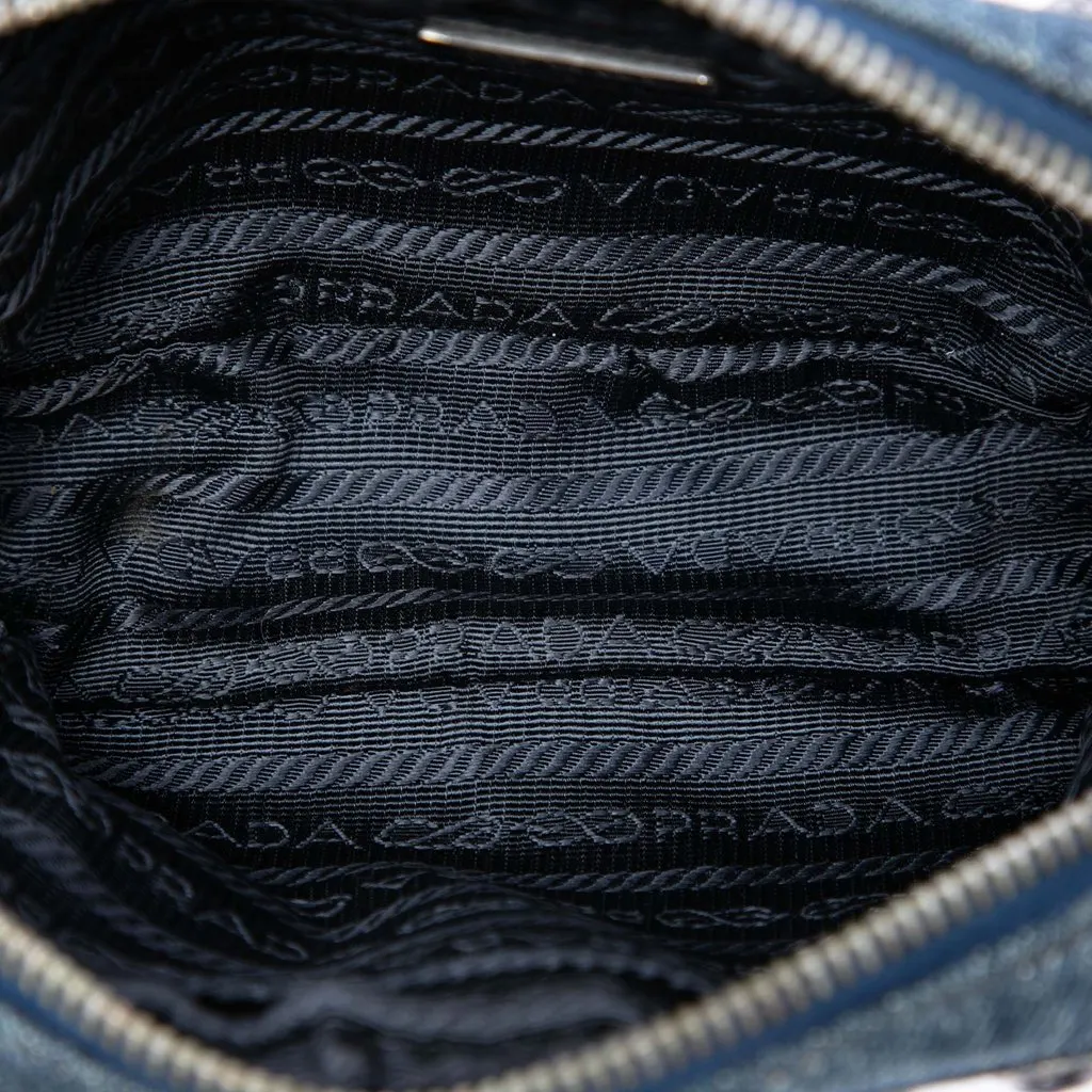 Prada Mini Denim Borchie Bijoux Camera Bag Blue Very good - Model View
