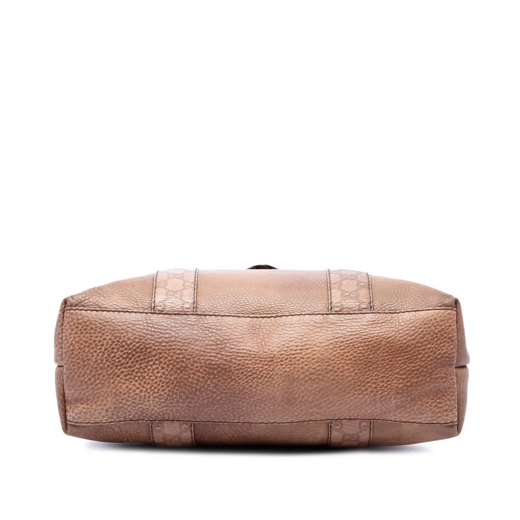 Gucci Medium Guccissima Trimmed Calfskin Bamboo Libeccio Tote Brown Leather Good - Inside View