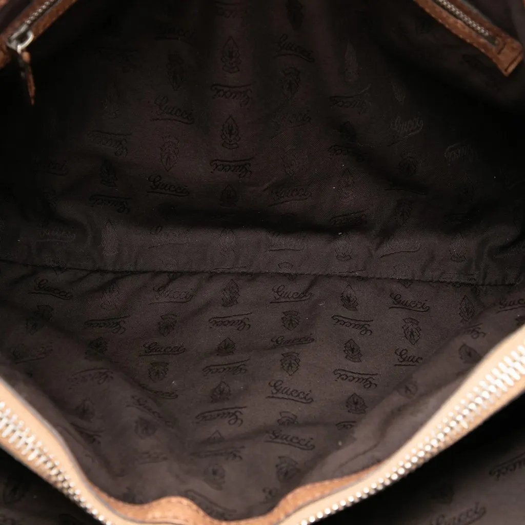 Gucci Medium Guccissima Trimmed Calfskin Bamboo Libeccio Tote Brown Leather Good - Model View