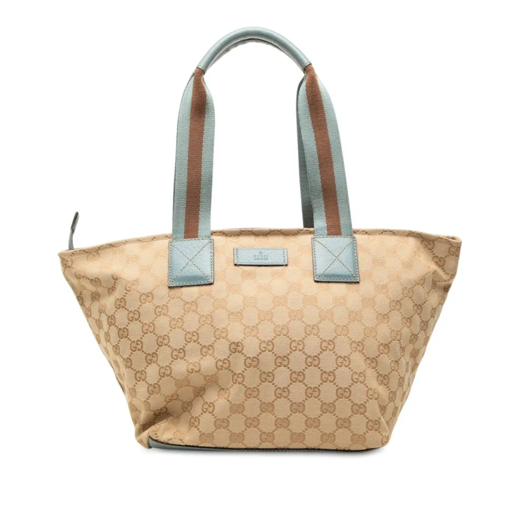 Gucci GG Canvas Web Tote Beige Canvas Very good - Front View