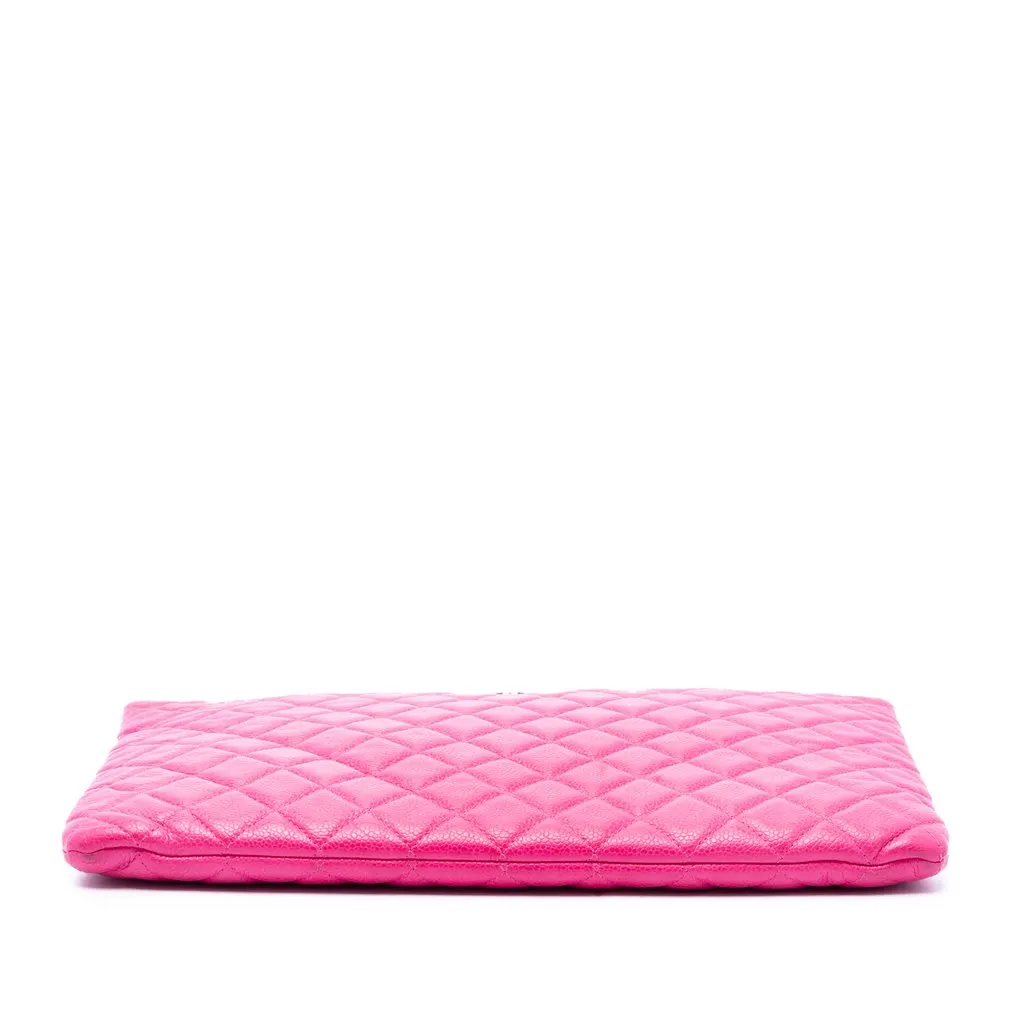 Chanel Large Quilted Caviar O Case Clutch Pink Leather Very good - Inside View