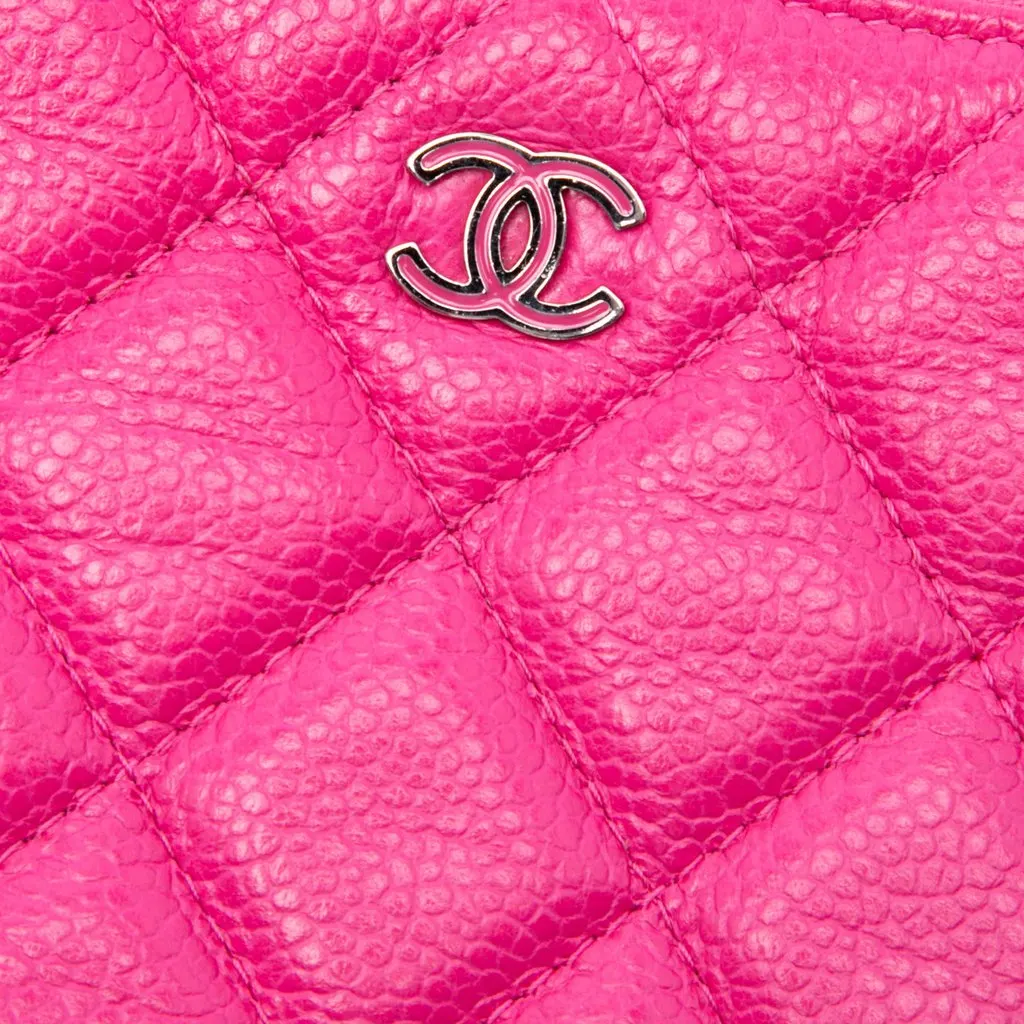 Chanel Large Quilted Caviar O Case Clutch Pink Leather Very good - Box View