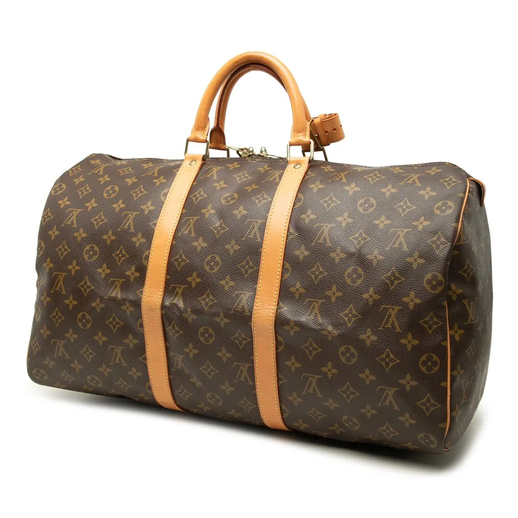Louis Vuitton Monogram Keepall 50 Brown Canvas Good - Back View