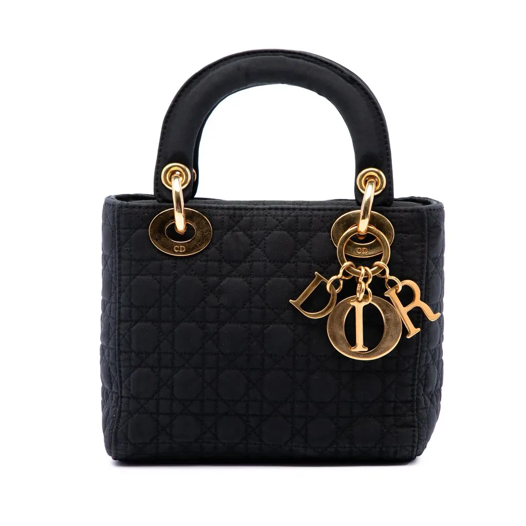 Dior Mini Nylon Microcannage Lady Dior Black Polyamide Very good - Front View