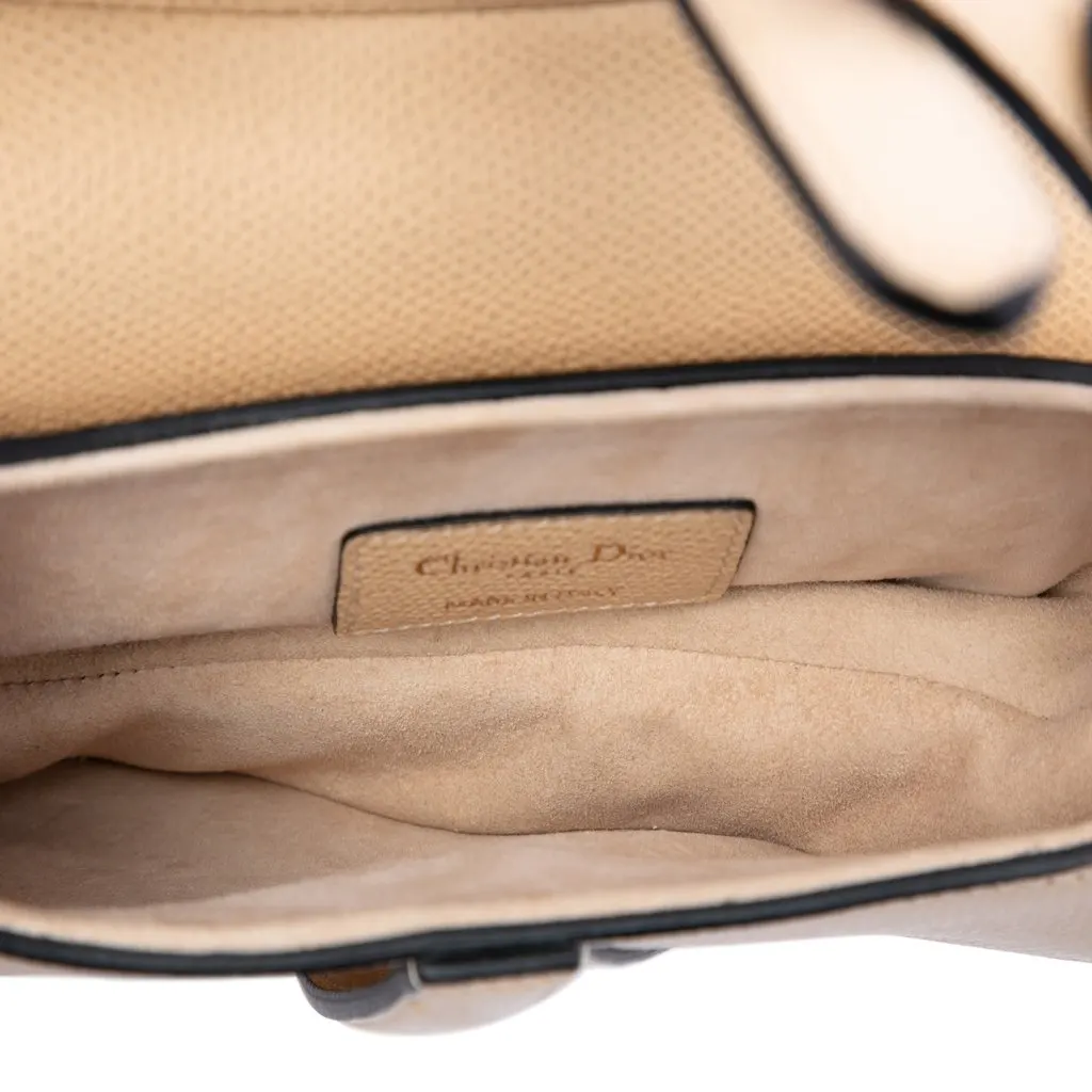 Dior Mini Grained Calfskin Saddle Bag Beige Leather Very good - Model View