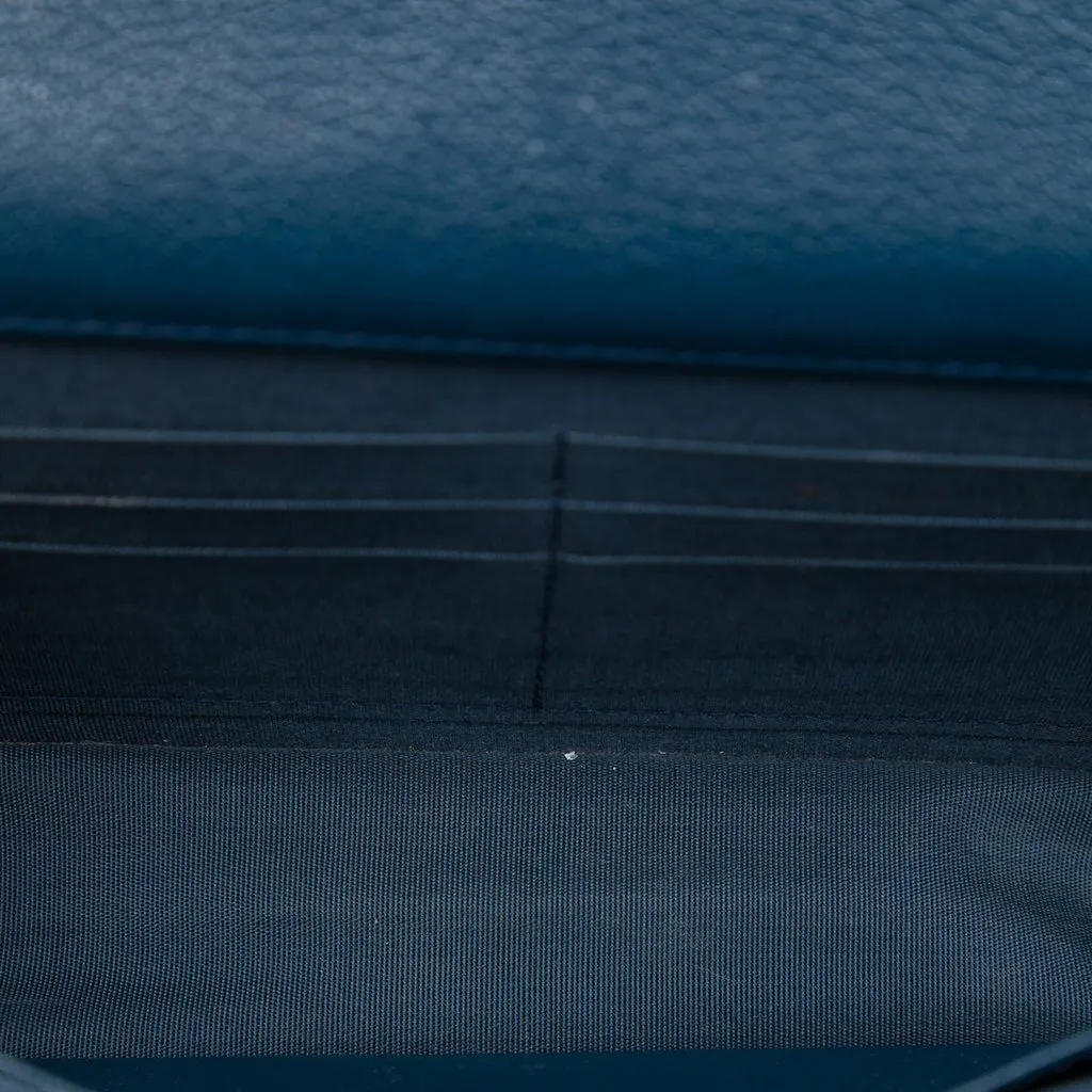 Chanel Quilted Patent and Goatskin CC Eyelet Wallet On Chain Blue Leather Very good - Model View