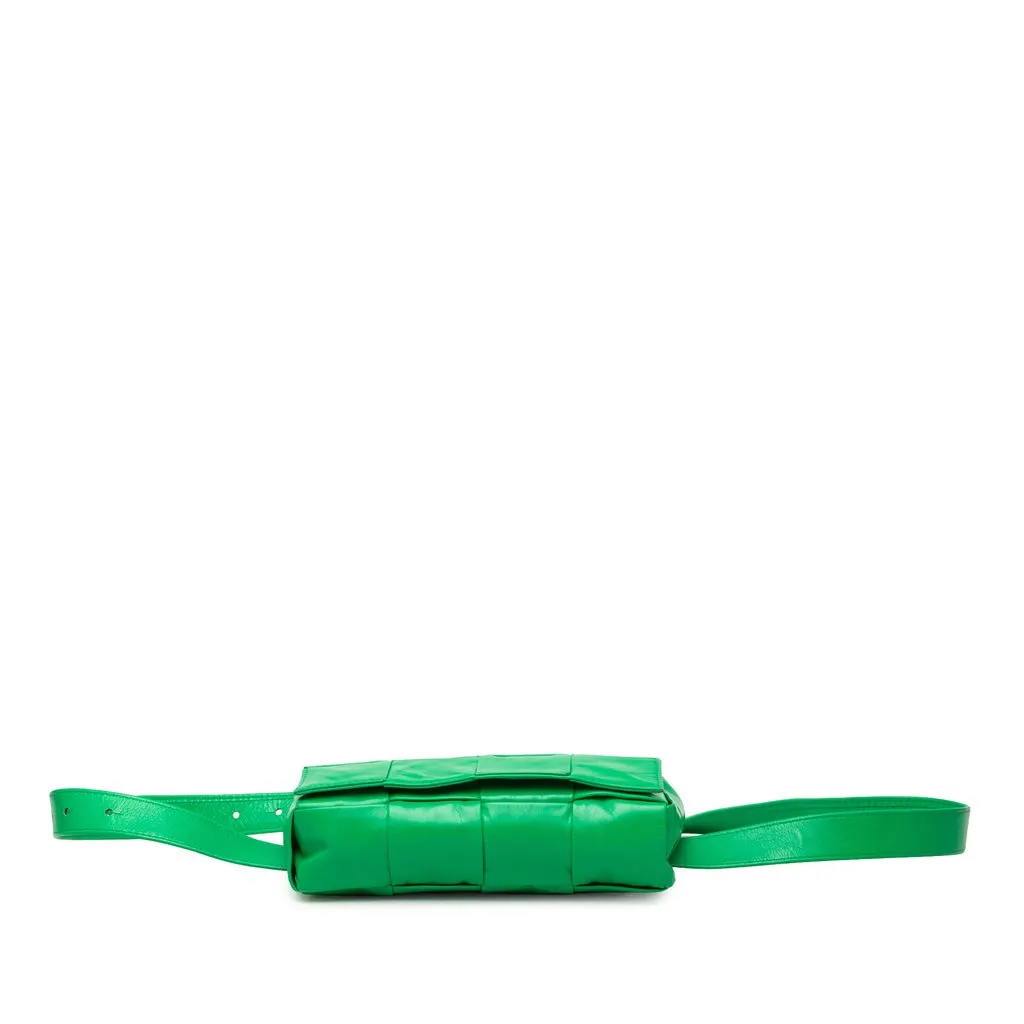 Bottega Veneta Mini Paper Calfskin Intrecciato Cassette Belt Bag Green Leather Very good - Inside View