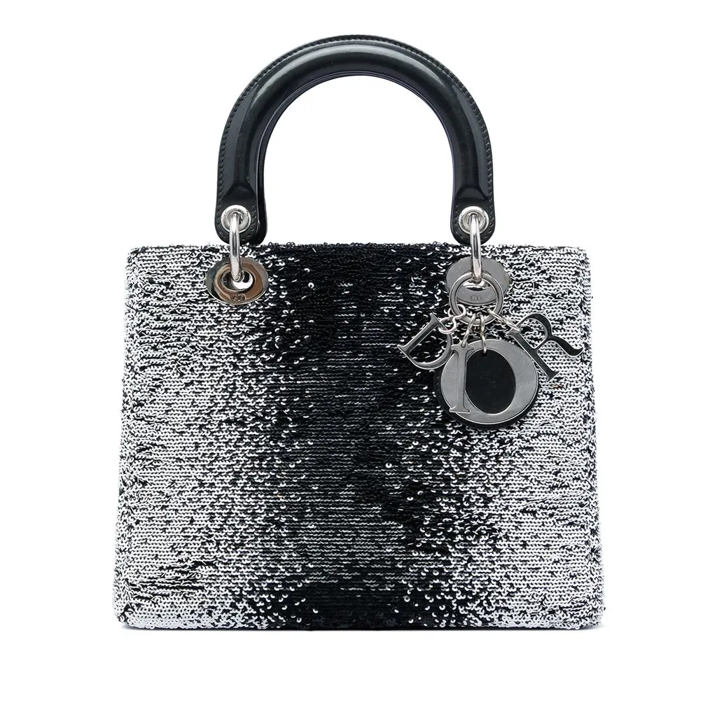 Dior Medium Sequins Lady Dior Black Very good - Front View