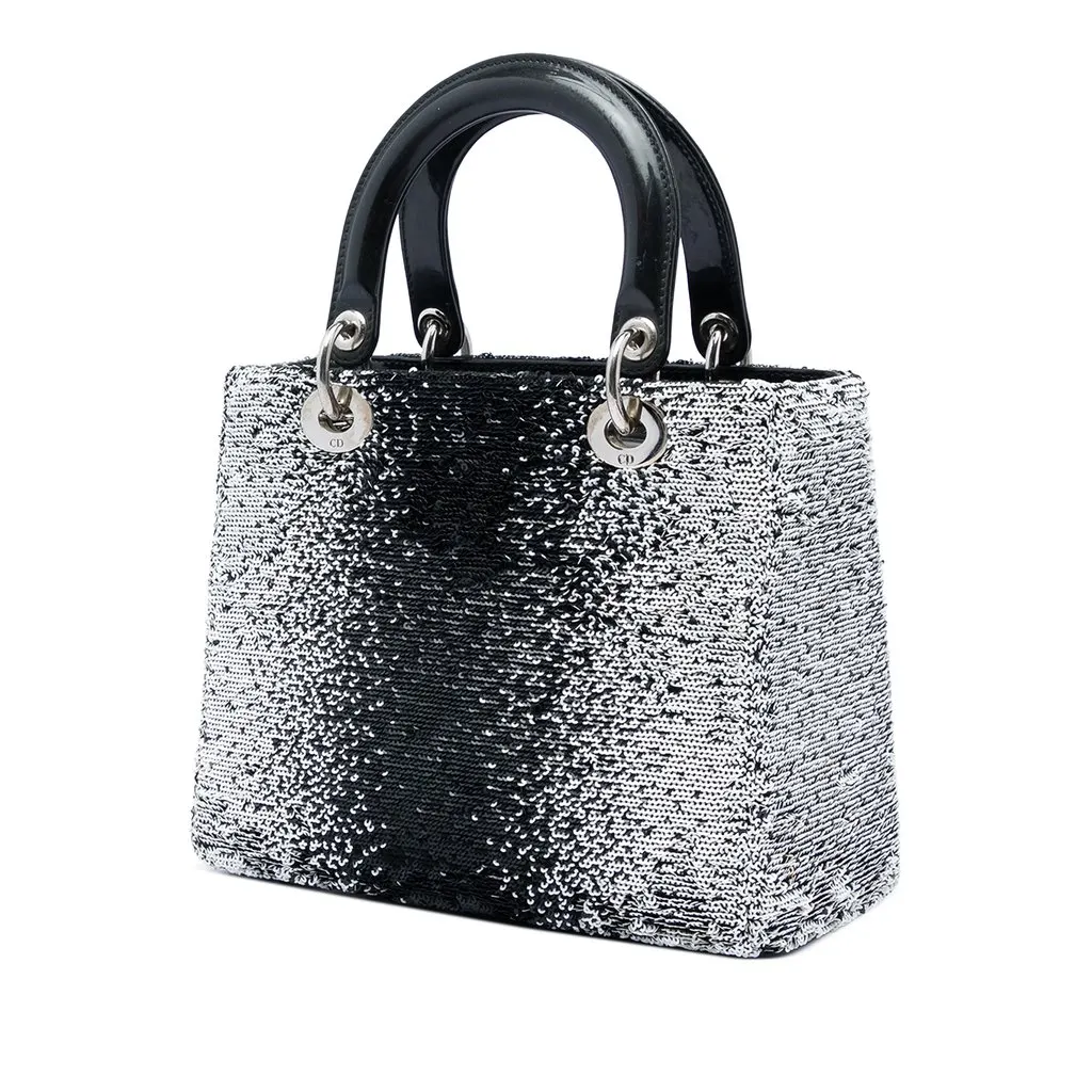 Dior Medium Sequins Lady Dior Black Very good - Back View